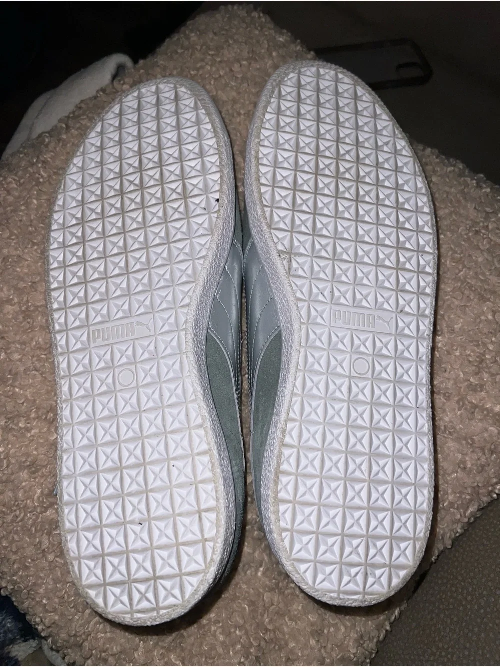 Puma Men’s Low-Top Suede Sneakers in Sage Green and White